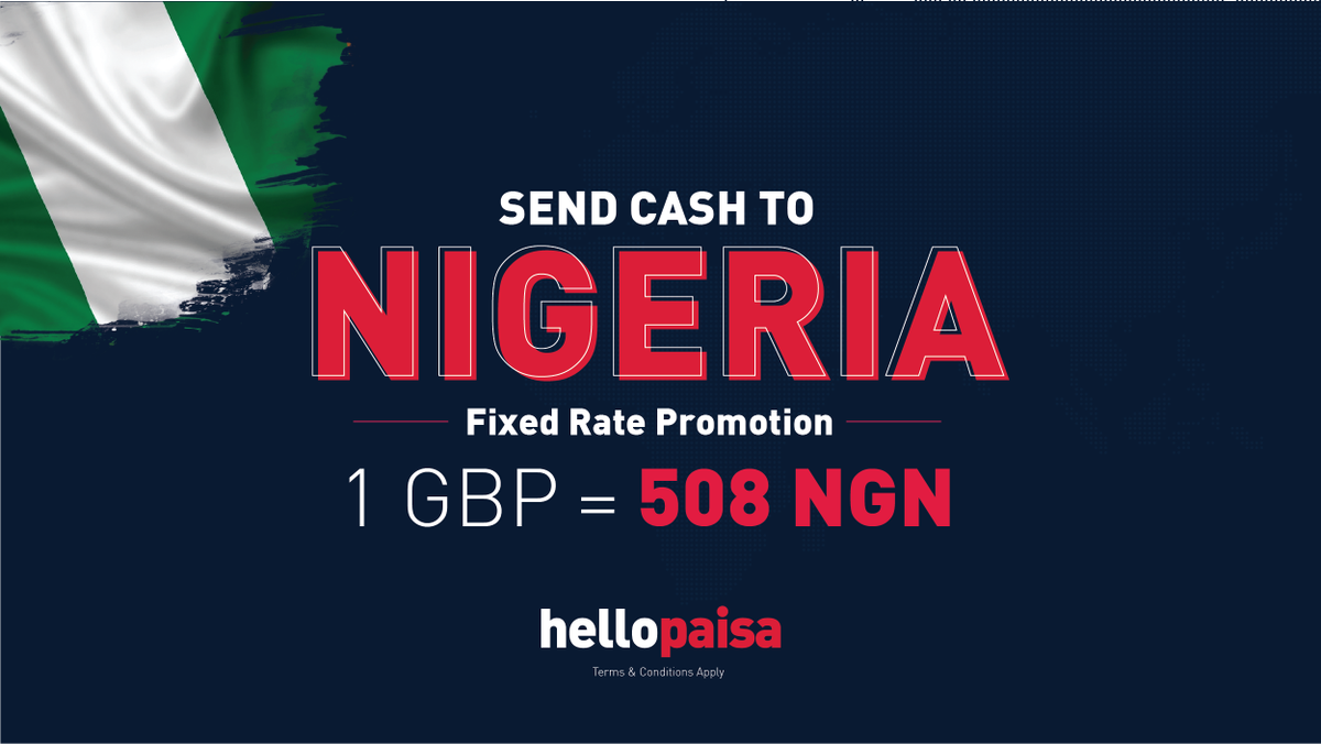 hellopaisaUK's tweet photo. One day fixed rate to Nigeria. Visit https://t.co/vqA9Nz5WXB to send cash NOW. https://t.co/VHvneC7Khx