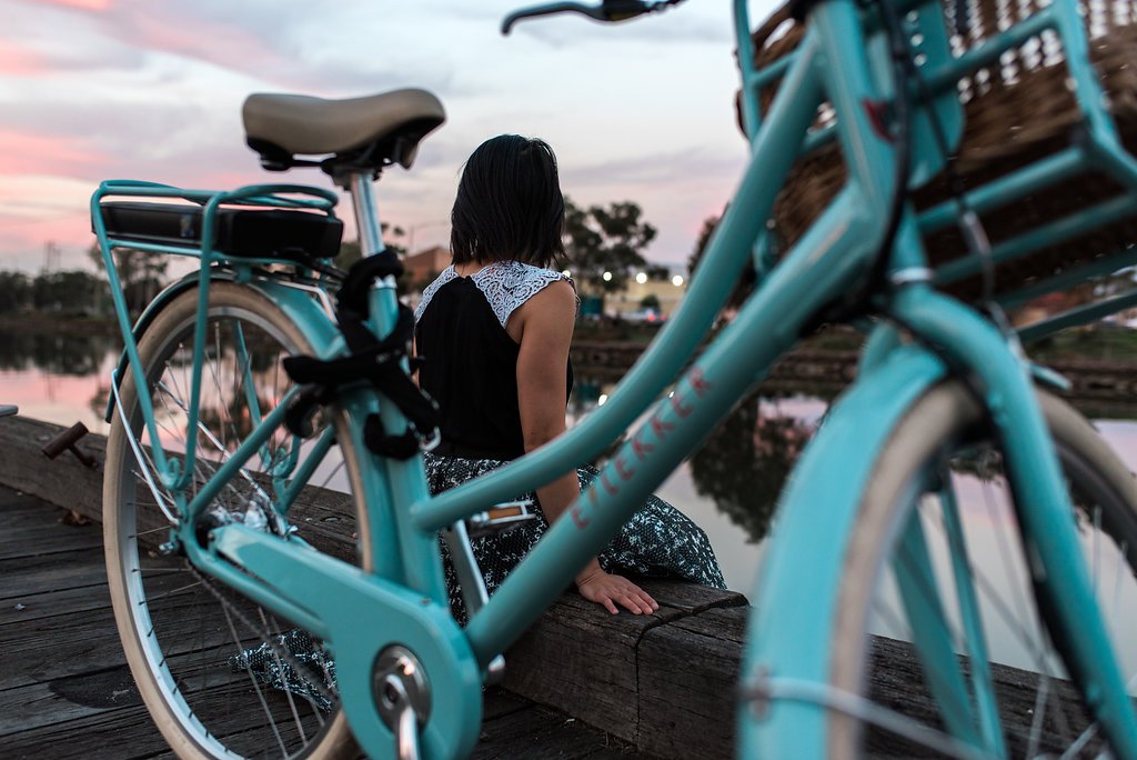 CycleStyle's tweet image. Admiring the sunset on my way home with the new @lekkerbikes e-bike. Image by @jessworrallphotography #cyclestyle #bikeshop