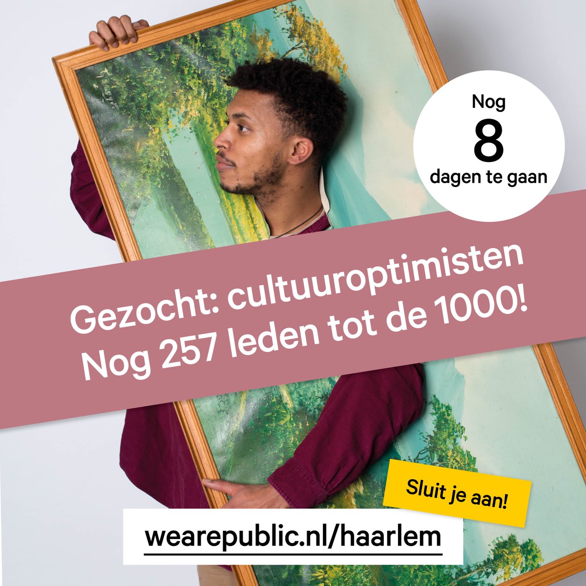 We Are Public Haarlem! Nog 8 dagen te gaan, zouden we die 1000 cultuuroptimisten vinden? Lieve leden: help mee en gebruik de Verdubbelaar! wearepublic.nl/verdubbelaar #sharingiscaring