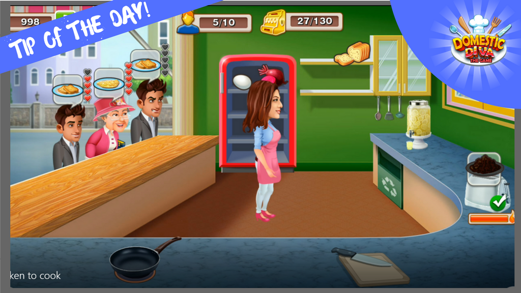 #Tip Don't forget to deliver your dish to customers as soon as it is prepared.
#DomesticDivaGame