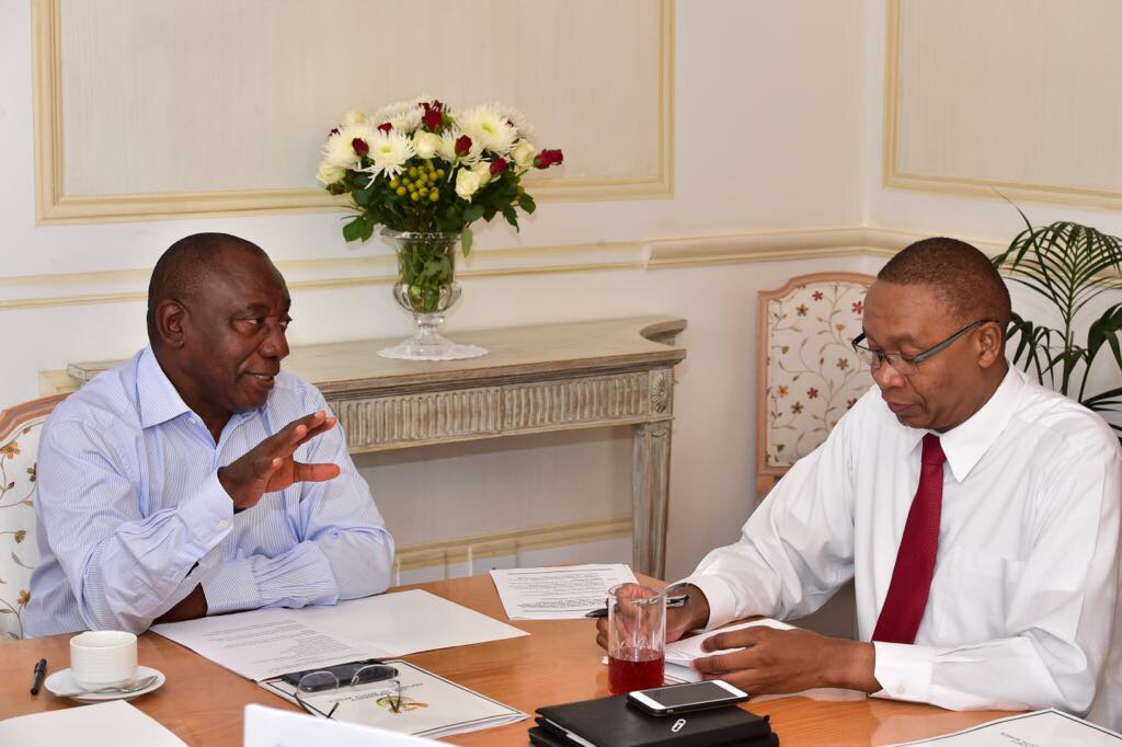 GovernmentZA's tweet image. President @CyrilRamaphosa putting final touches to his speech as he prepares to deliver his first ever, State of the Nation Address. #SONA2018