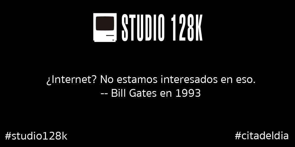 studio128k's tweet photo. ¿Internet? No estamos interesados en eso.
— Bill Gates en 1993
—
—
—
—
—
—
—
#️⃣
#desarrolloweb
#desarrollomovil
#consultoria
#ecommerce
#marketingdigital
#infografia
#studio128k
#iOS
#android
🌍https://t.co/7viCJhUzFh https://t.co/0Kyi8bZzK6
