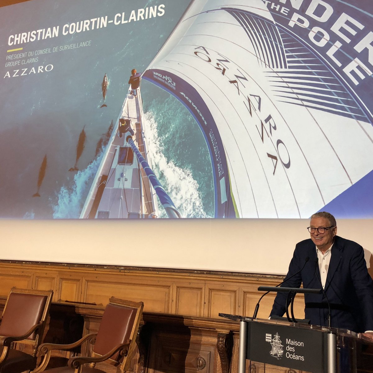 #ClarinsEngagements : Azzaro, partenaire de #UnderThePole III, « Bravo à l’expédition qui nous fait tellement rêver ! En tant que partenaire majeur, nous sommes fiers de préparer à vos côtés l’avenir de nos enfants. » Christian Courtin-Clarins hier à la conférence de presse.