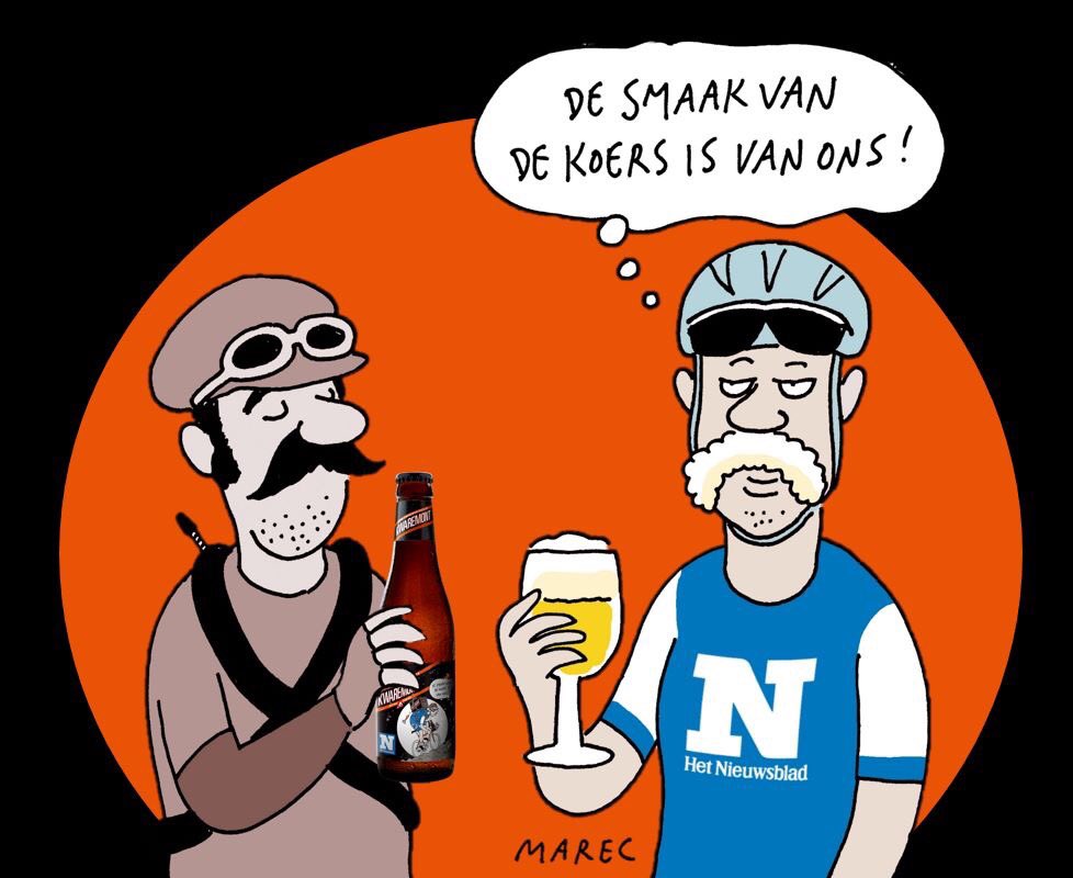 De smaak van de koers is van ons! Morgen gratis flesje Kwaremont én wielergids bij <a href="/Nieuwsblad_be/">Nieuwsblad.be</a> Santé!!!