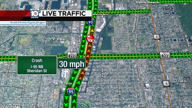 Crash on I-95 NB at Sheridan St #traffic https://t.co/HWdTRgnh6I