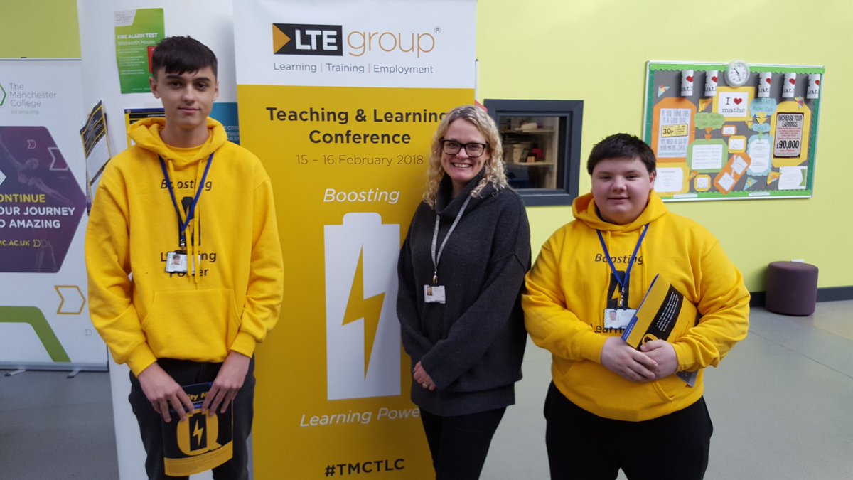 QM_Nick's tweet photo. 2 Public Services student helpers doing us proud at our conference with our college Principal @TheMcrCollege #tmctlc https://t.co/HOMt7CloS7