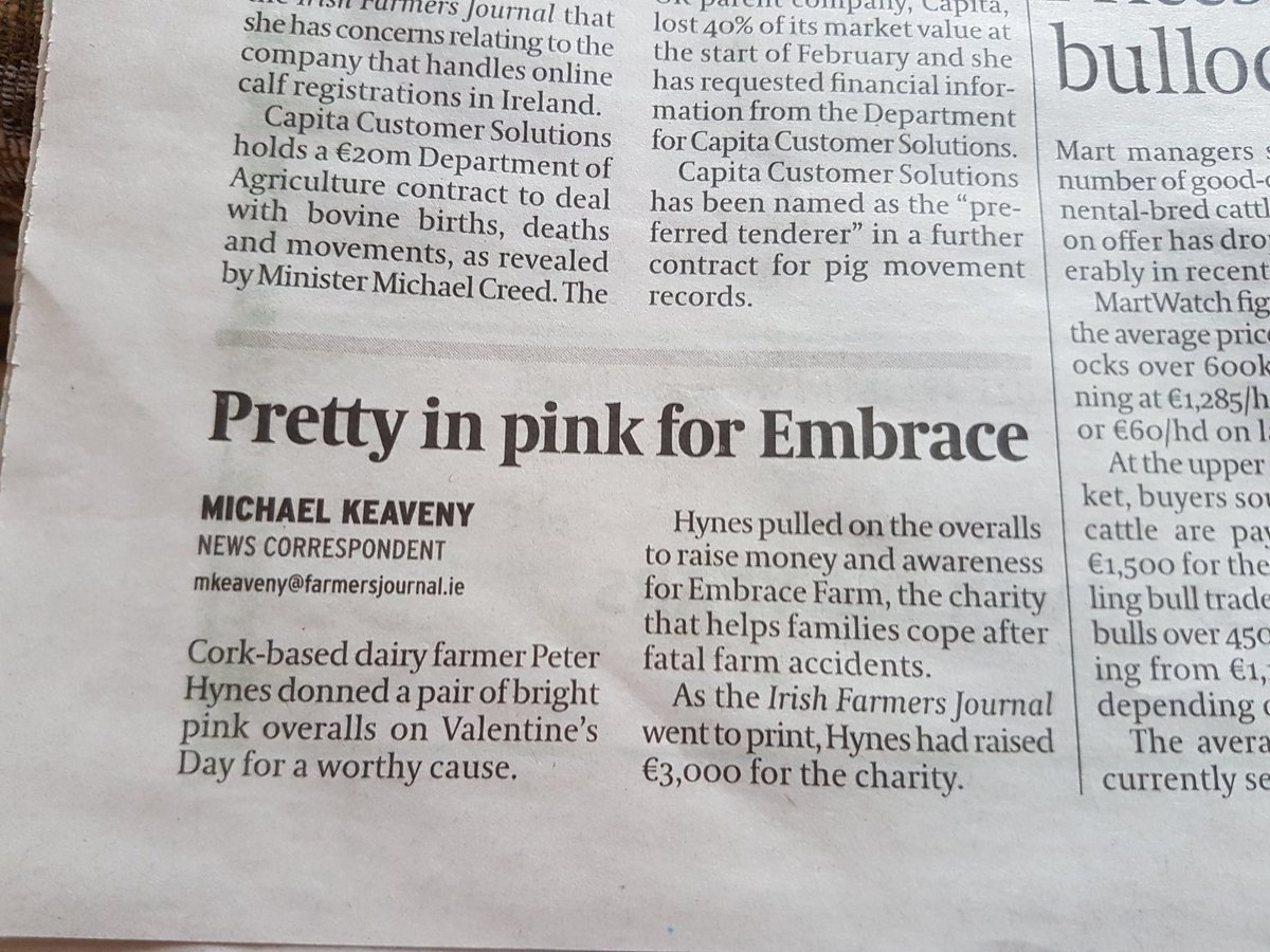 Peterhynes15's tweet photo. Thanks for backing @EmbraceFARM charity #pinkvalentines @farmersjournal 🖒, the inside word is that @IFJDealer has embraced his pink side since 🤣🤣 #Trending 💕💕💕💕 cud see a change too #IFJprettybirddealer in the near future https://t.co/Zfd7Y28FnK