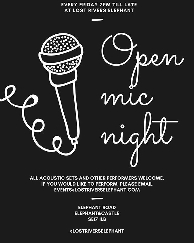 LostRiversLdn's tweet photo. Open Mic Night tonight! Want to come and show off your talents? Free pints on the cards if the crowd like you!

#lostriverselephant #elephantandcastle #london #selondon #openmic #friday #fridaynight #tgif #freepints https://t.co/NTy8Ui5KeV https://t.co/pb2JuWGplI