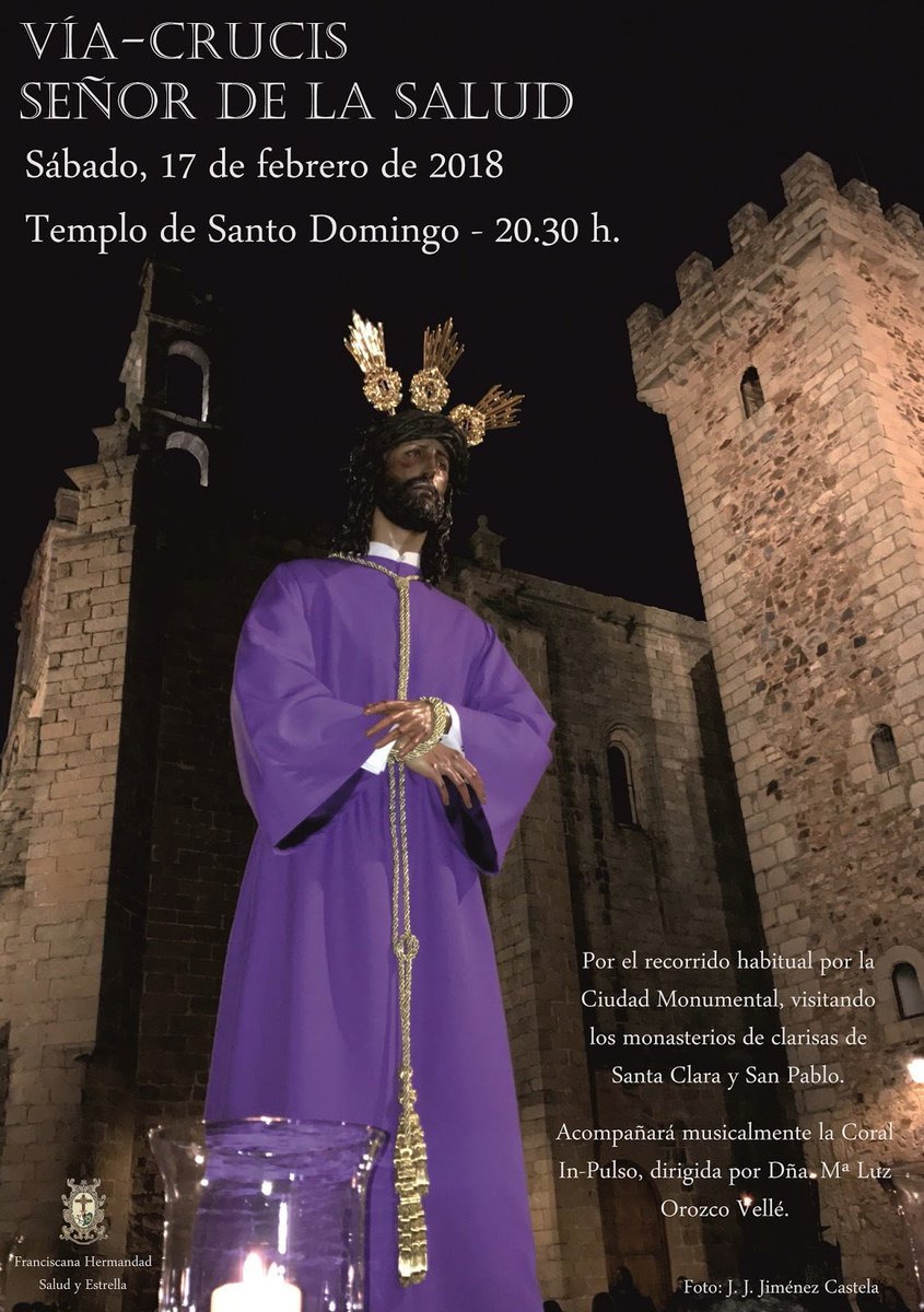 Mañana el Señor de la Salud recorrerá la ciudad monumental de Cáceres en su anual Vía Crucis.
Acompañemos a Cristo, en el camino de la cruz, carguemos con la cruz y sigamos su luz de salvación.
#Cuaresma