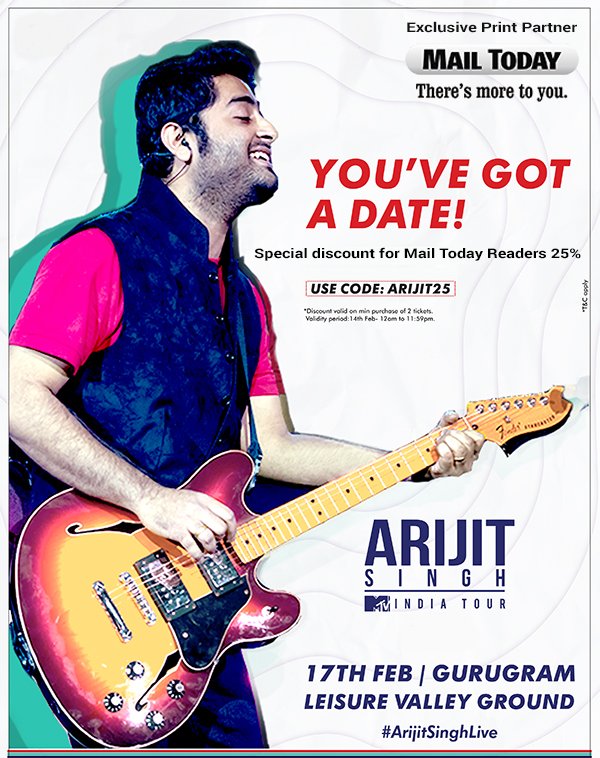 IndiaToday's tweet photo. Big fan of @TheArijitSingh? Show your best side with our unique emojis at the @mail_today photo stall and post with #ThereIsMoreToYou.
Best pic winner will get to meet Arijit at the #ArijitSinghLive concert in Gurugram on Feb 17. #Gurugram #Delhi https://t.co/zywzpuIBHZ