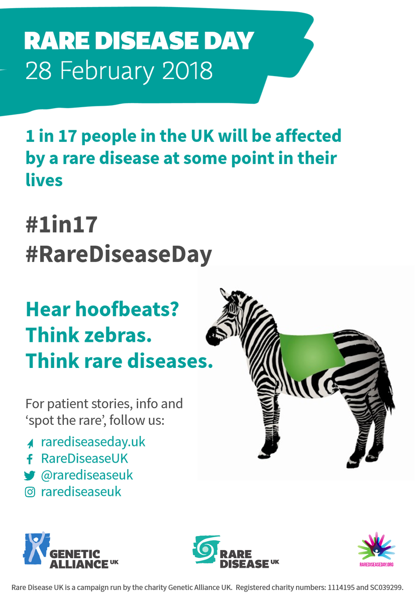rarediseaseuk's tweet photo. 1 in 17 people will be affected by a rare disease at some point in their lives. Read patient stories and play 'spot the rare' here: https://t.co/CcUiHjMmnO 
#1in17 #RareDiseaseDay Please share to raise awareness! https://t.co/oCKqVjEFIG