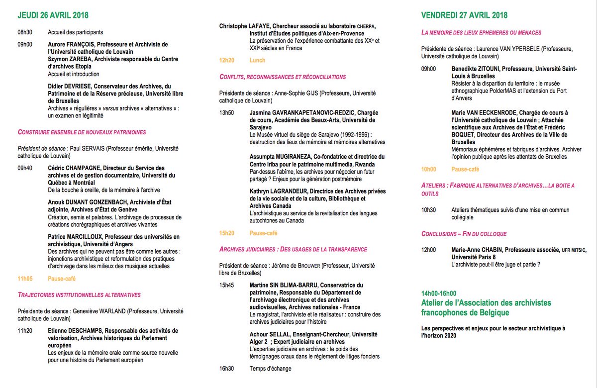Découvrez le programme des 17es journées des #archives "Archiver le temps présent" organisées par <a href="/UCL_Archives/">Archives de l'UCL</a> , <a href="/etopia_be/">Etopia</a>  et le LaRHis #jdalln2018 #colloque 
Plus d'informations : uclouvain.be/fr/decouvrir/a…
