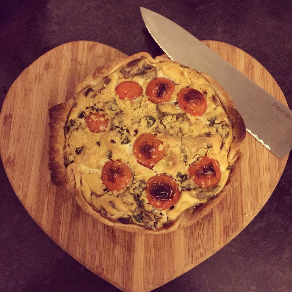 2nd attempt at a vegan quiche. This time it’s mushroom &amp; spinach. Much better with <a href="/DragonflyFoods/">Dragonfly Foods</a> organic tofu #vegan #veganrecipes #tofu