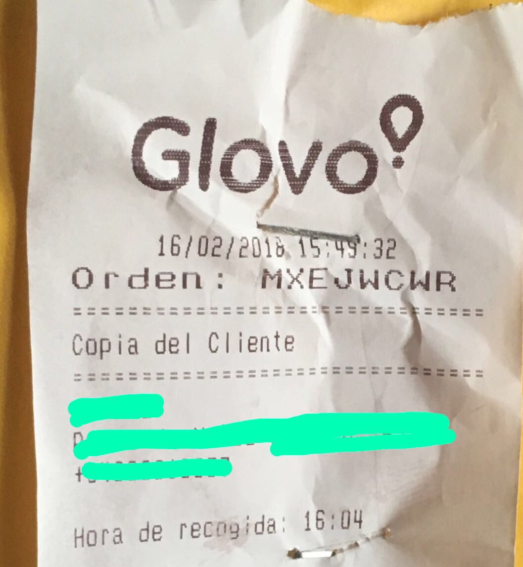 asssuri's tweet photo. Casi dos horas despues llega mi @Glovo_ES. Como era de esperar, la comida fría. En el ticket pone hora de recogida las 16.04h. ¿Que ha pasado con mi comida durante 1,5h? Explicaciones por favor. https://t.co/8AhUzjFIhk