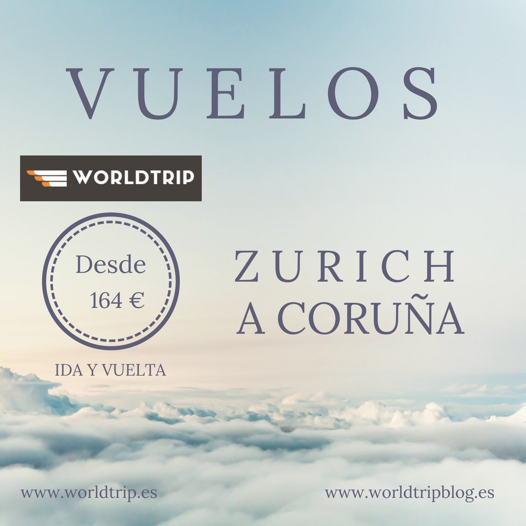 Vuelos Zurich-A Coruńa ida y vuelta desde 164€!! 🌍✈️Entra en nuestra web y contrátalos!! #zurich #acoruña #vuelos #vuelosbaratos #ofertasdeviaje #viajar #volar #viajando #travel #tour #trip #worldtrip #worldwatrip #instagram #instagood #instatravel #like4like #likeforfollow