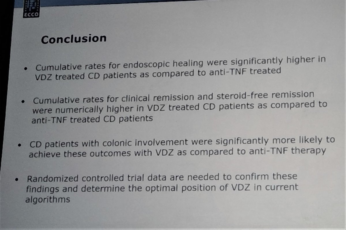 NeeraGuptaMD's tweet image. Dr. Dulai:  #ComparativeEffectiveness of #vedolizumab and #AntiTNF in #Crohns Disease: A multicentre consortium #PropensityScore–matched analysis #ECCO2018 #ECCO18 #IBD
