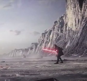 Rian Johnson is a genius. When Kylo and Luke are fighting on Crait, they momentarily switch spots. It now looks like Kylo is protecting the Resistance from the First Order, because Luke isn't really there. Foreshadowing Ben Solo's redemption? Oh yes.