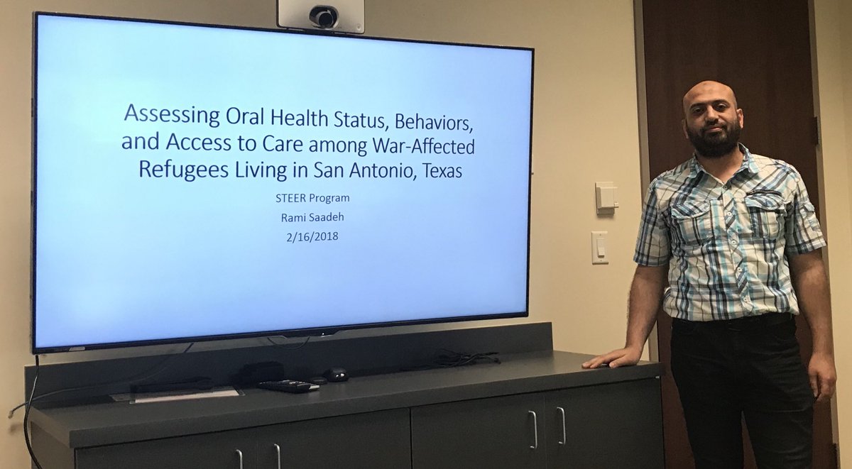 BeatrizTapia17's tweet photo. Dental Public Health Resident, Dr. Rami Saadeh. Oral Health in Refugee Population in San Antonio, Texas #AIDPH #UTRGVSTEER @UTRGVSOM @uthscsadsaa https://t.co/kde3tZz2si