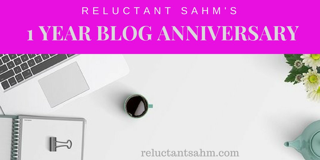 This week, Reluctant Stay at Home Mom celebrated its 1 Year Blog Anniversary! reluctantsahm.com/reluctant-stay… #bloganniversary #1year #momblogger #pblogger #sahm