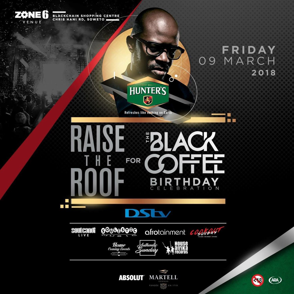 AfroTainmentSA's tweet photo. @RealBlackCoffee BIRTHDAY CELEBRATION !!!! FRIDAY 9th MARCH #SaveTheDate !!!! @Zone6Venue Soweto, JHB !!! More details to follow 🚀🚀🚀 cc @DJTira @SoulisticMusic @SoulCandi @RaiseTheRoofSA @house_afrika @AuthenticSunday @cookoutsundayy @AfroTainmentSA https://t.co/3pqV3Kuiis