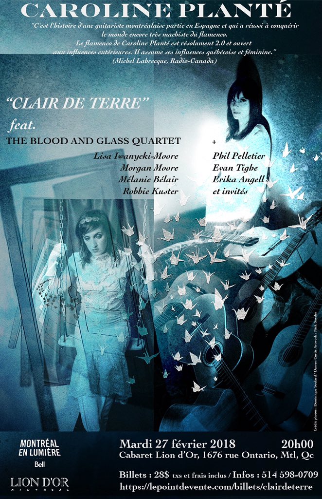 carolineplante's tweet photo. Dans 12 jours! @cabaretliondor @MTLenLumiere avec @bloodandglass et invités #flamencowoman #flamencoguitar #clairdeterre #bloodandglass #27fevrier2018 https://t.co/veTrMN4aJ7