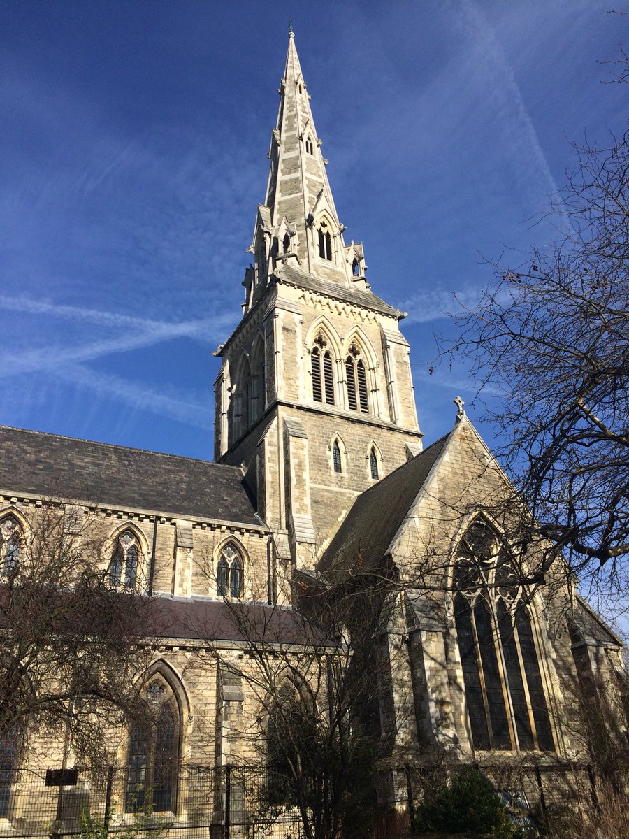 RogerBowdler's tweet photo. St Giles Camberwell looking mighty: last here 3 weeks ago for dear #GavinStamp funeral on another bright winter day. So missed by so many, but a wonderful legacy of admiration &amp; vigilance too. https://t.co/tZJq8Hs1dQ