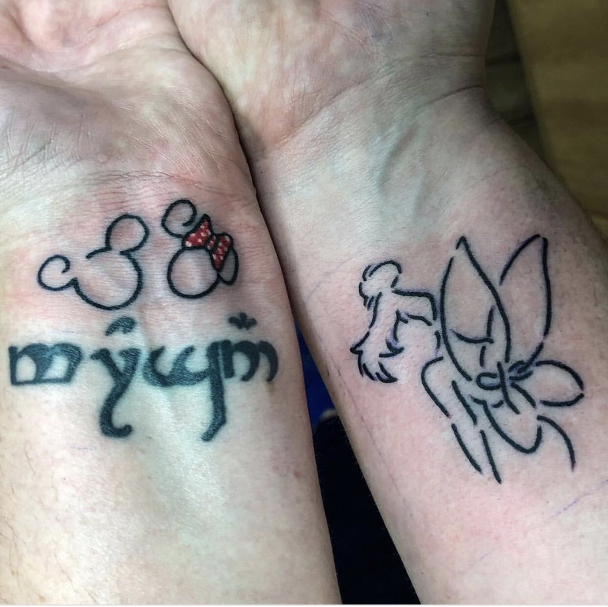 InfamousInkSN2's tweet photo. Little bit of Disney to start the weekend off right #InfamousInk #TattooStudio #Tattoo #Disney #Tinkerbell #Mickey #Minnie https://t.co/xdDjQpcFic