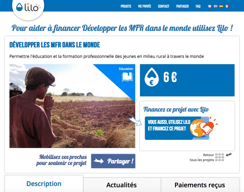Bonne nouvelle, la Fondation #MFR Monde a été sélectionnée sur le moteur de recherche #Lilo ! Vous pouvez désormais financer gratuitement le développement des MFR  dans le Monde en utilisant Lilo pour vos recherches quotidiennes (lilo.org/fr/#) ! goo.gl/hH7ott