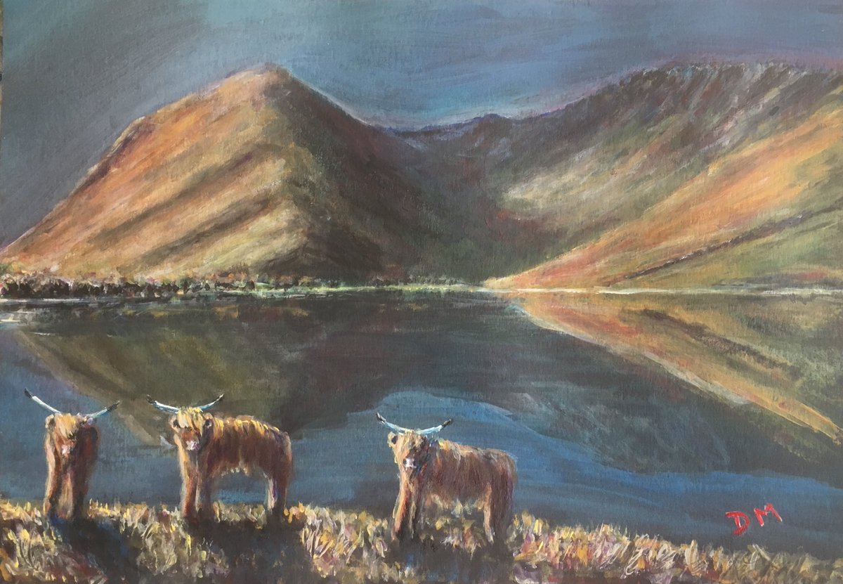 My latest watercolour #buttermere #LakeDistrict #Cumbria #Lakeland #Lakeland #cows #highlandcows #art #lakedistrictart #myart #fellwalker