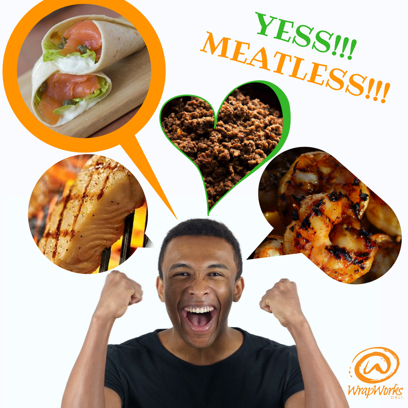 WrapWorksDeli's tweet photo. #Meatless #Menu! That's why #Brent is so excited about giving up #meat for #Lent! #UnwrapGoodness with #Grilled #Fish, #Smoked #Salmon & #Herbed #Cream #Cheese, the #Best #Soya you'll ever eat & #Garlic #Shrimp in your #Wraps, #Salads, #RiceBowls & #Tacos! #WrapWorksDeli #CraveIt https://t.co/lXpk48Poki