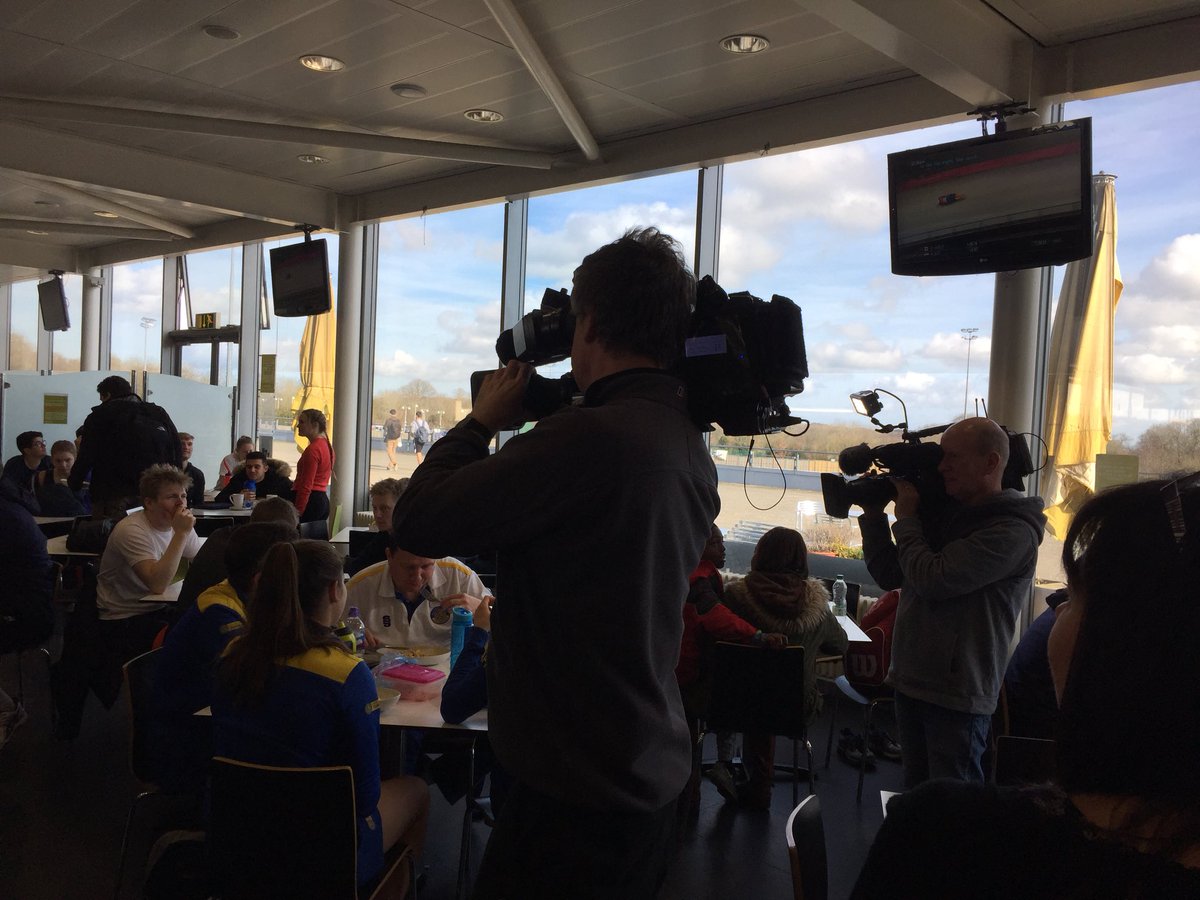 TeamBath's tweet image. Good turnout at the @UniofBath STV Sports Cafe to cheer on Lizzy Yarnold and Laura Deas in the women’s #skeleton at #Pyeongchang2018 #WinterOlympics