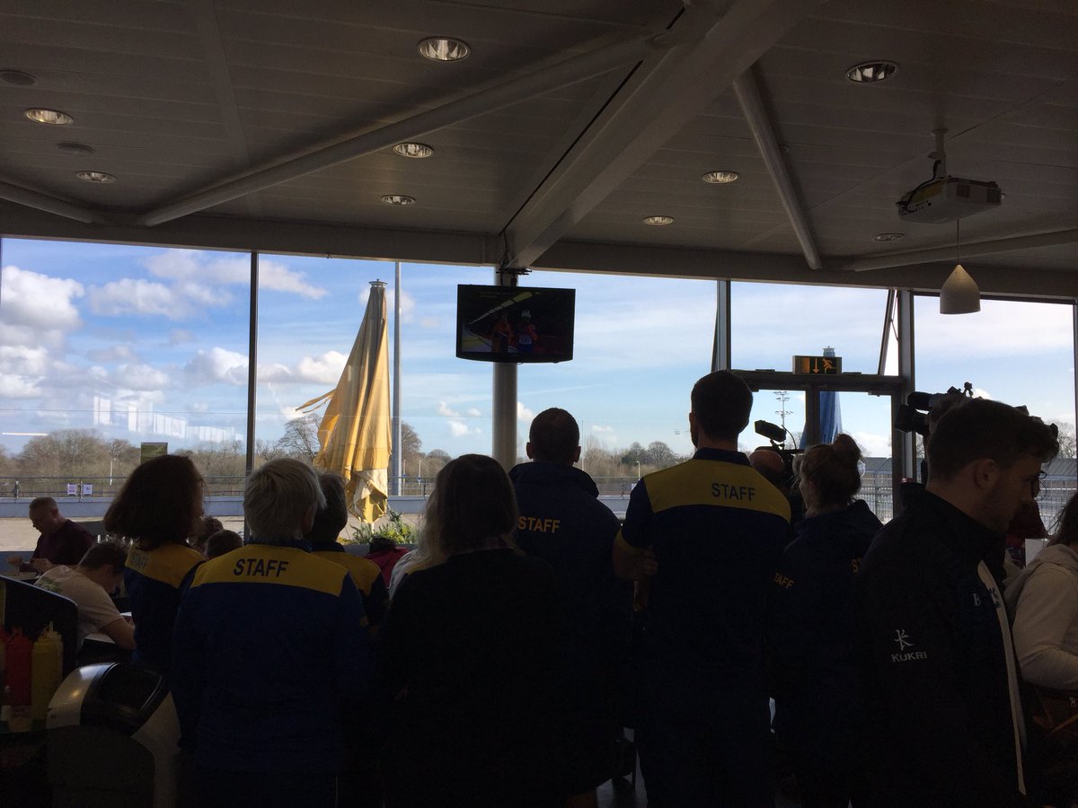 TeamBath's tweet image. Good turnout at the @UniofBath STV Sports Cafe to cheer on Lizzy Yarnold and Laura Deas in the women’s #skeleton at #Pyeongchang2018 #WinterOlympics