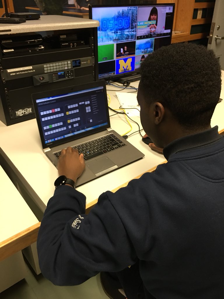 StMaryCSSTech's tweet photo. St Mary Tech crew getting ready for morning announcements https://t.co/embMoRSjm1