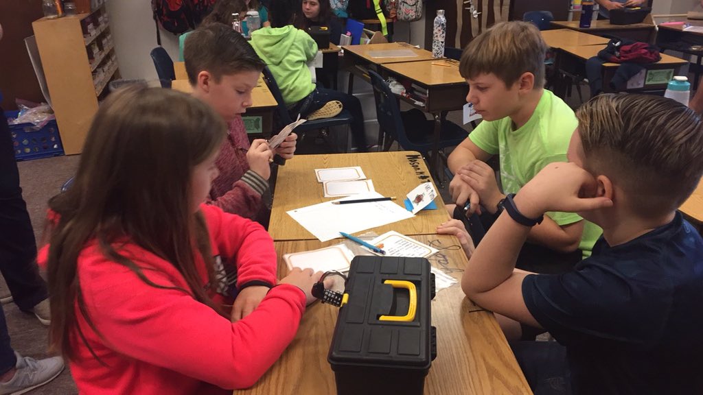 teachelias's tweet photo. Breakout Box fun! #keh4life https://t.co/SfPQpxTzfx