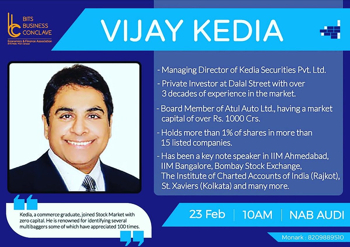 BITSBizConclave's tweet photo. Here's a sneak peek into the achievements of our popular guest this #BITSBusinessConclave2018. 23rd Feb. @BITSApogee by @efa_bitspilani #BITSPilani. https://t.co/345ZLUbQB9