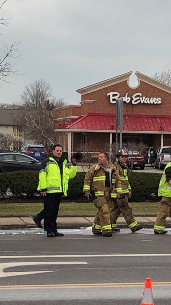 Pictured left is Battalion Chief Bob Evans at a truck fire yesterday in front of .... uhhh.. this is awkward..... Bob Evans.  😂🔥🚒💯