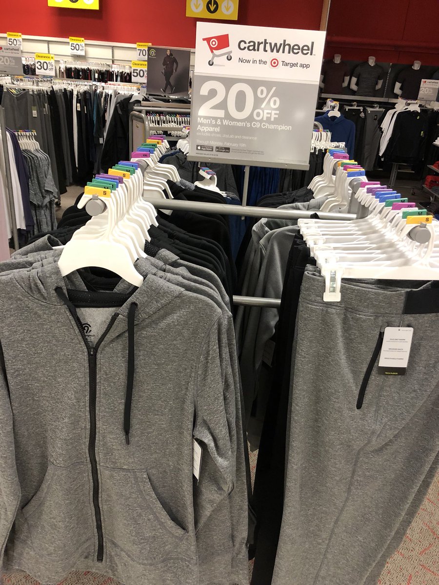 Men’s & Women’s performance apparel is 20% off with Cartwheel until 2/19! #SweatInStyle with our super cute Champion collection💪🏼 @estewdix @kenyad65