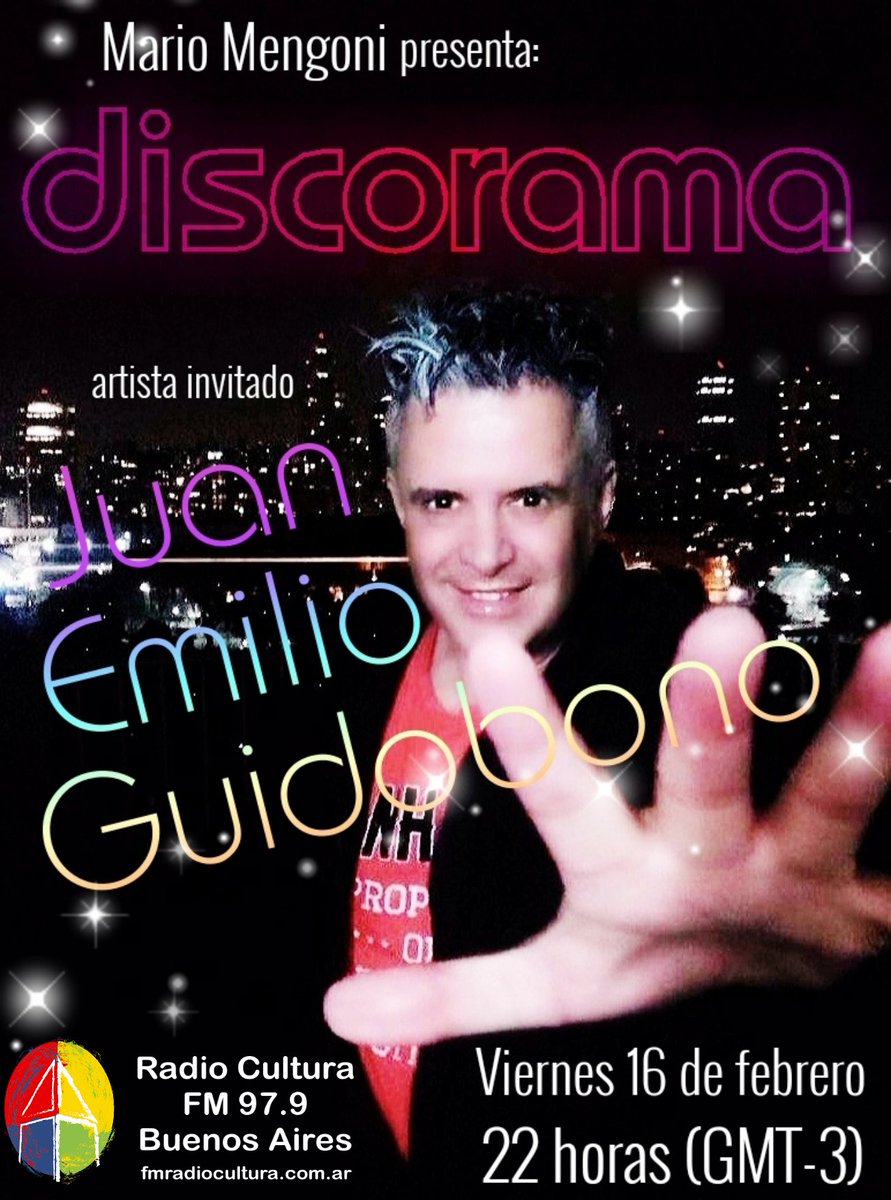 DiscoramaAR's tweet photo. 🥁 #hoy @JUANGUIDOBONO con @discobymario🎙a las 22hs (gmt-3) por @Cultura979 FM 97.9 https://t.co/bDCBgFKeic 📻
#Discorama #BuenViernes #Radio https://t.co/P8xptLk5Va