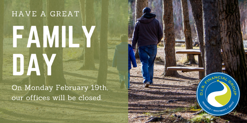 DIS_Financial's tweet photo. Our offices will be closed on February 19th for Family Day! 
If you need urgent claims service please refer to the numbers posted on our website: https://t.co/0K1RVu1XJ8 #FamilyDay #LongWeekend https://t.co/Ss6FLFtKr2