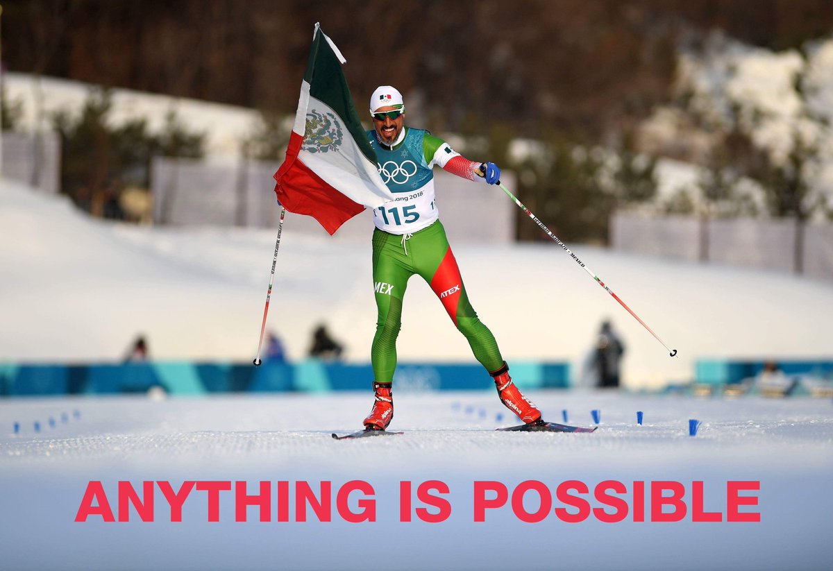 Olympics's tweet image. Runner and triathlete German Madrazo learned how to ski one year ago. 43 year-old Mexican finished Men's #CrossCountrySkiing 15km Free today. #MEX #pyeongchang2018 #Olympics