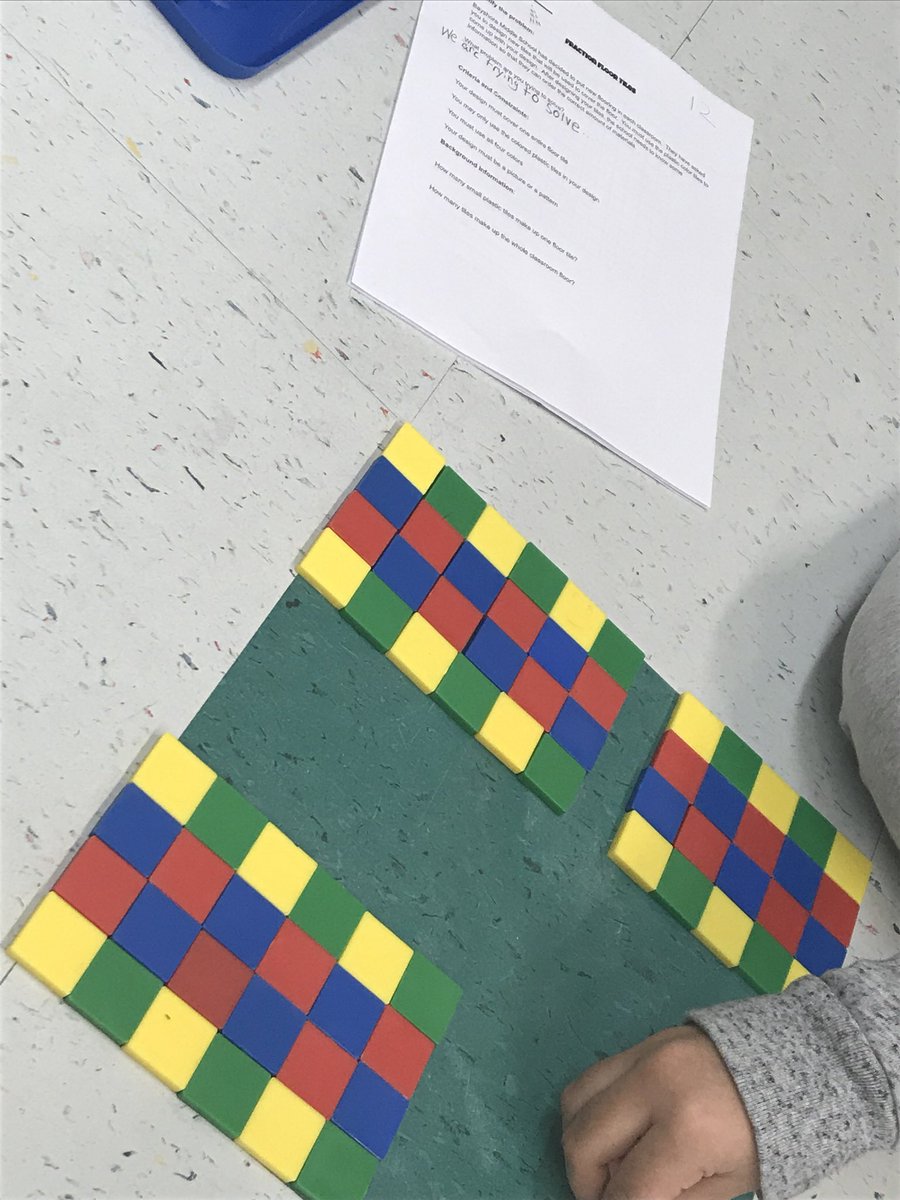 desantisnmath's tweet photo. Ss working hard designing a new floor tile for our classroom with various fractional constraints! @ClarksonSTEM #dolphinpride @BayshoreMiddle https://t.co/4342jDkMR2