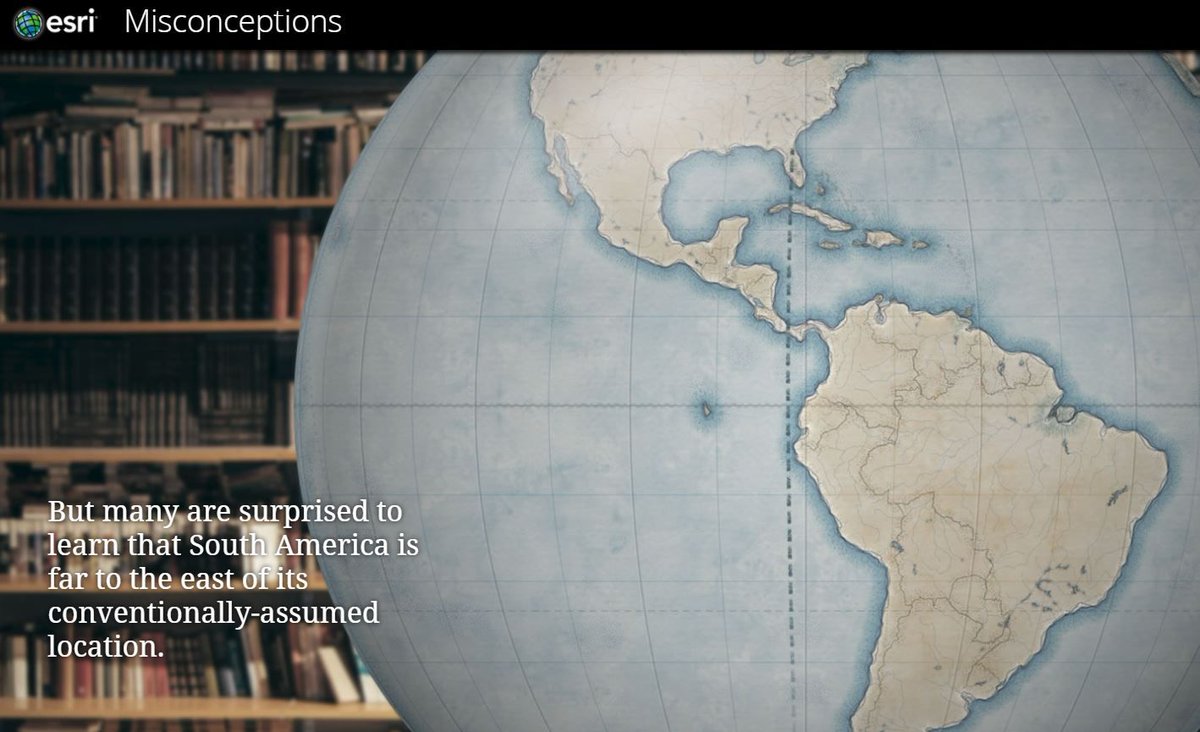 simongerman600's tweet photo. Take 2 minutes to scroll through this gorgeous piece by @EsriStoryMaps. It deals with four misconceptions about the size and location of continents. Pure #geography fun. Great resource if you are a #trivia lover or #geographyteacher. Source: https://t.co/R6MRHKLTso https://t.co/yX16cSMnfm