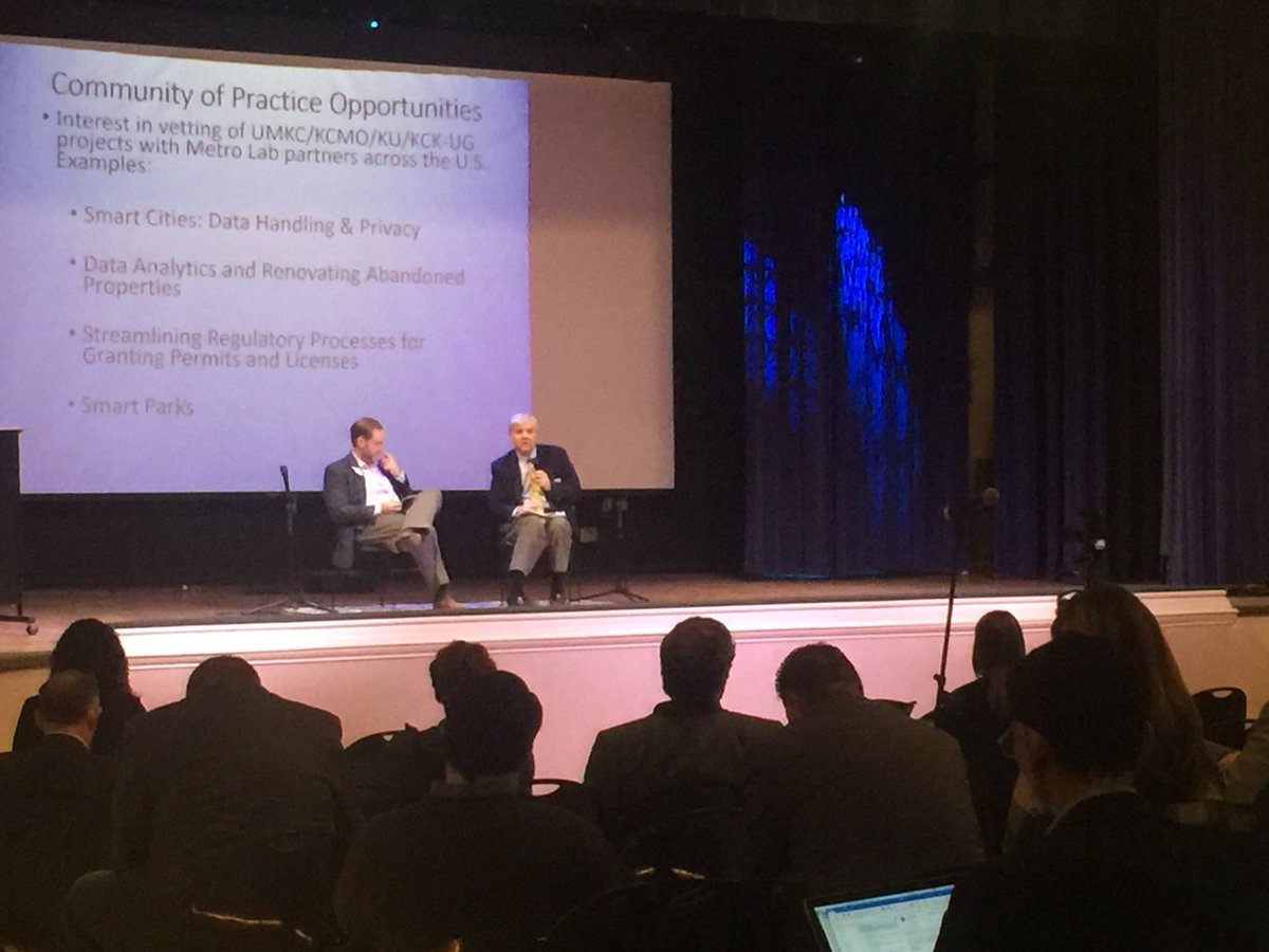 ECJC_KS's tweet image. .@CityofKCK CIO  @alanhowze and @UMKCLaw Prof Tony Luppino discuss current metro-wide #smartcity projects, including data analysis of vacant lots, streamlining permitting processes, smart parks. #onekc #techkc