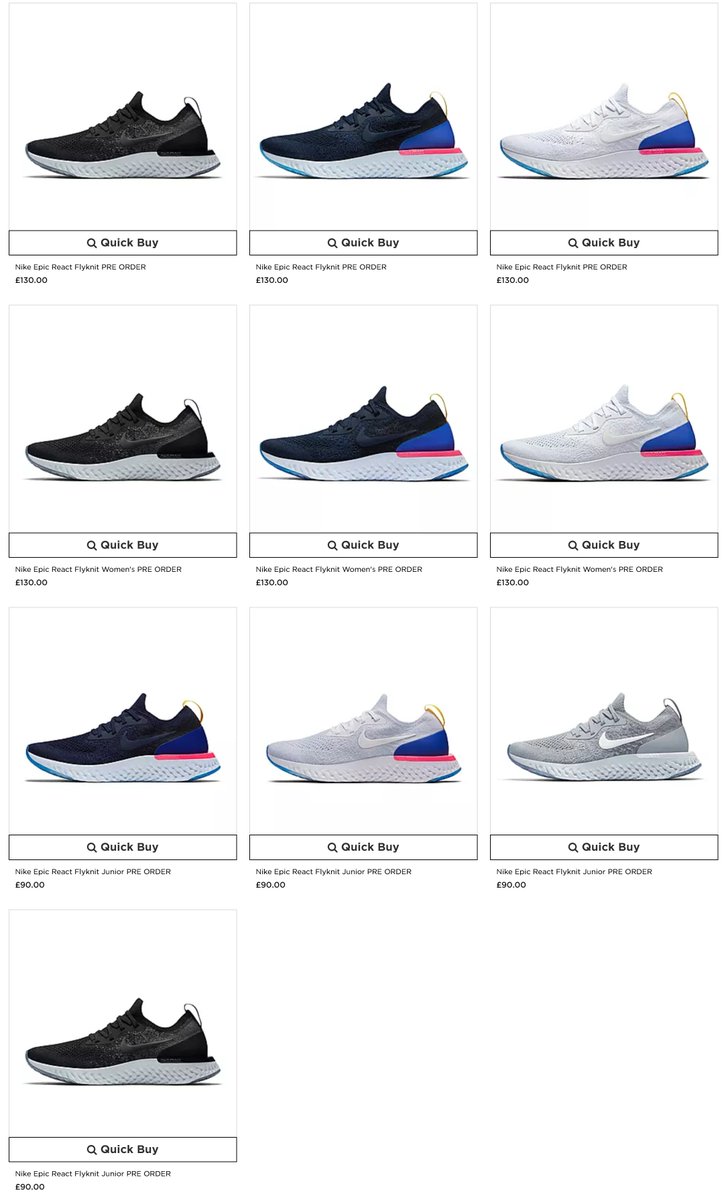 nike epic react flyknit junior