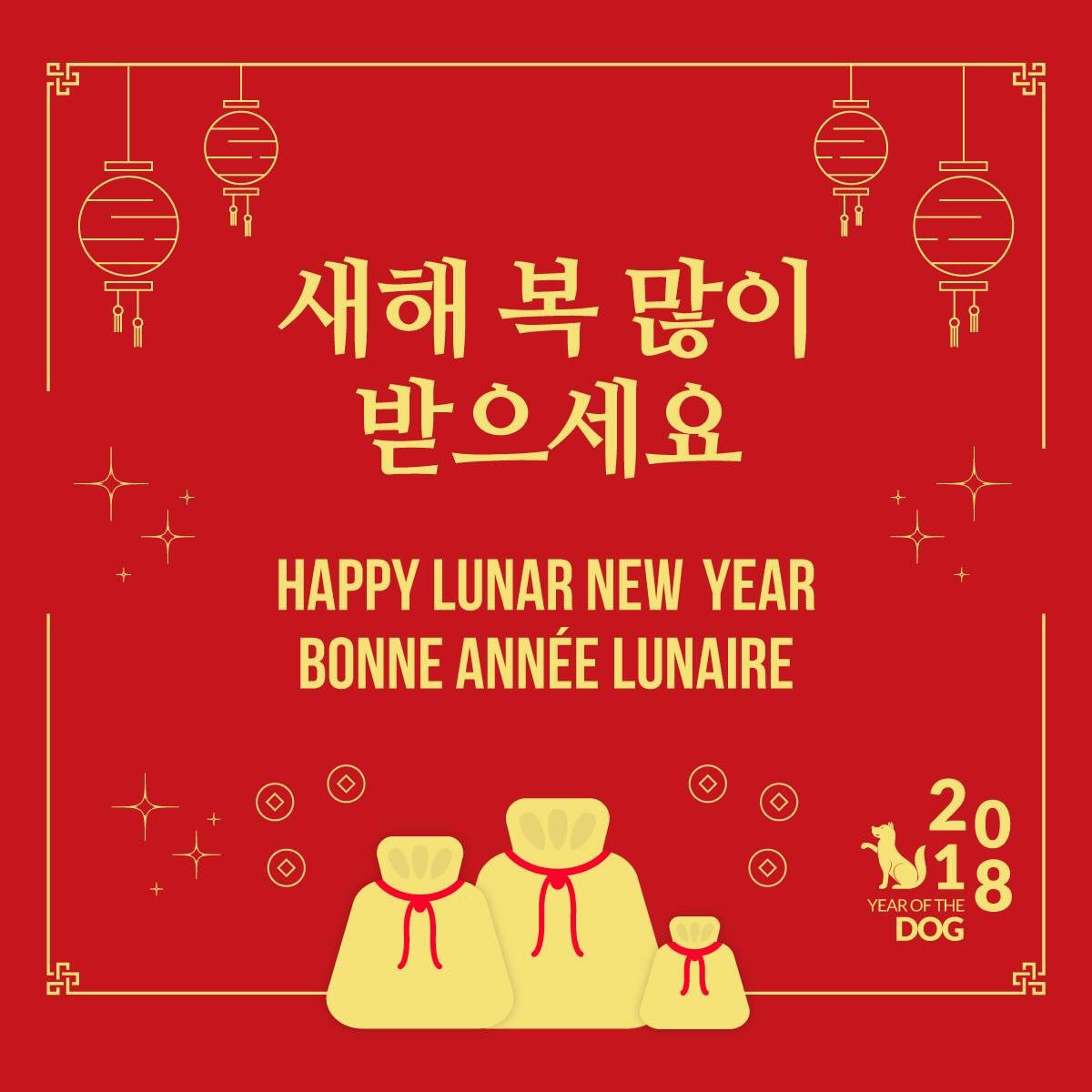 Chúc mừng năm mới!
新年快乐!
새해 복 많이 받으세요

En accueillant l’année du Chien, je souhaite à tous ceux et celles qui célèbrent cet événement une très bonne année! Que l’année qui vient vous apporte, à vous et votre famille, bonheur et prospérité.
#新年 #newyear #dog #Tet