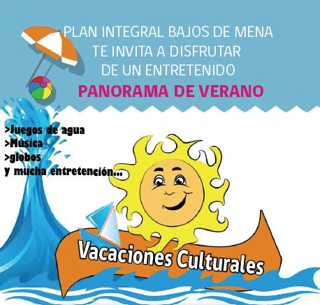 ¡Las vacaciones culturales llegaron a #BajosdeMena! A partir del próx martes y hasta fines de febrero, ven a disfrutar el verano junto a nosotros 🌞Te esperamos el 20 de febrero a partir de las 13 horas en Villa Mamiña (Río Las leñas/Estero Parra Aguirre) 

<a href="/ortegahernan/">hernan ortega</a> <a href="/Orrego/">Claudio Orrego L.</a>