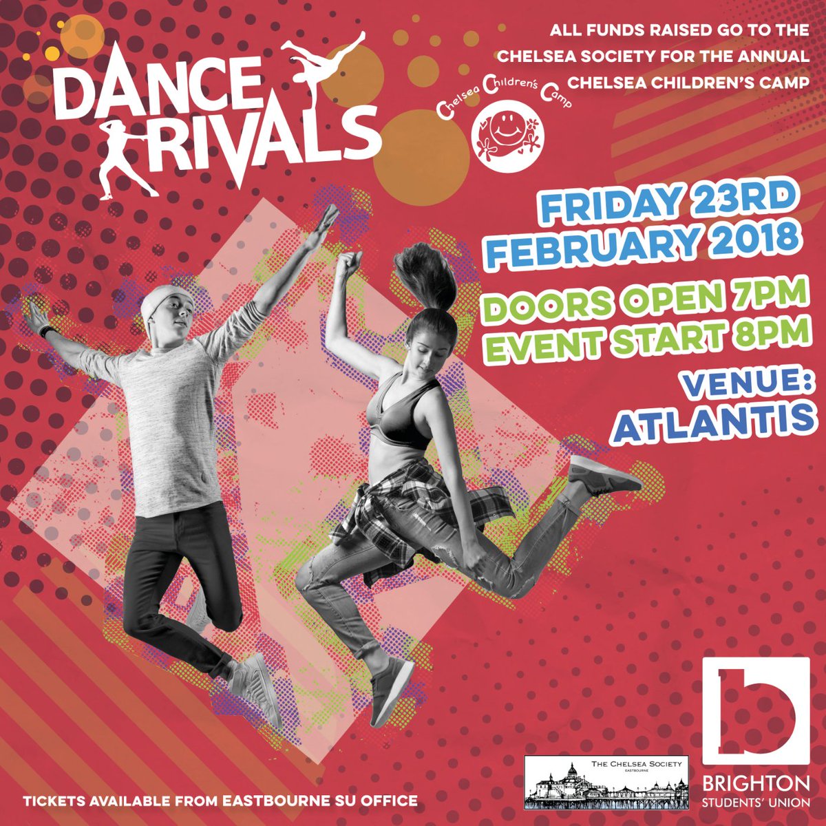 ‼️ ONLY SEVEN DAYS LEFT UNTIL DANCE RIVALS 2018. DON'T LEAVE YOUR TICKETS UNTIL THE LAST MINUTE ‼️

GET TOUR TICKETS NOW FROM <a href="/Eastbourne_SU/">BrightonSUEastbourne</a> OFFICE AT <a href="/Starting_Gate_/">The Starting Gate</a>

£5 for Performers
£7 for Audience

£10 on the day (if available)

💵💵 CASH ONLY!! 💵💵