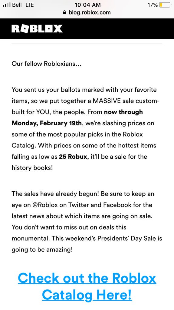 Roblox On Twitter Our Presidentsday Sale Has Begun Read - 