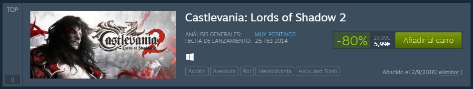 CaballeroSergi's tweet photo. Ha costado, pero por fin está el #CastlevaniaLordOfShadow2 de @mercurysteam con un 80% de rebaja en #Steam. 😁
#FelizFinde https://t.co/ONEO4WKJ80