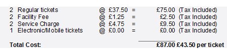 Buneenio's tweet photo. @MoneySavingExp £24.50 for Wembley Arena and £27 for o2!! The same section seats for Mickey Flanagan at the o2 the fees were £12.  Go figure. https://t.co/SoUfSUDHiT